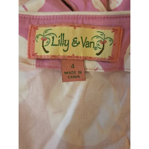 Lily & Van Skirt Sz 4 Button Up Sand Dollar Print Pink/ Gold Button Cotton Blend - Picture 8 of 9